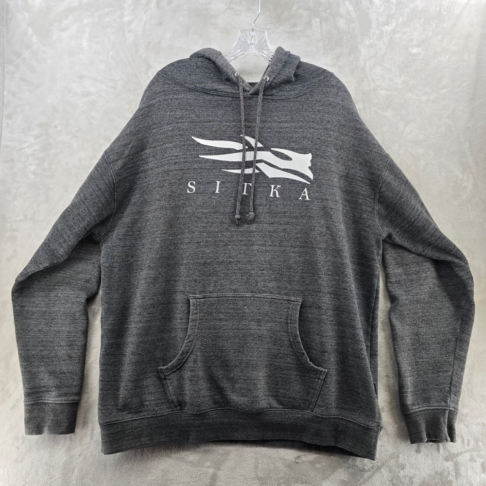 Sitka Mens XL Hoodie Charcoal Gray Logo Pullover Sweatshirt